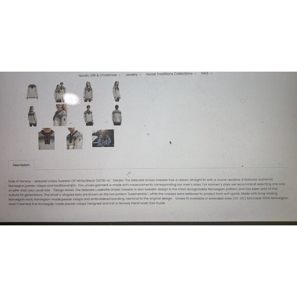 Dale Of Norway Unisex Size Small Setesdal Sweater Pewter Clasp Wool Off White - Picture 9 of 9